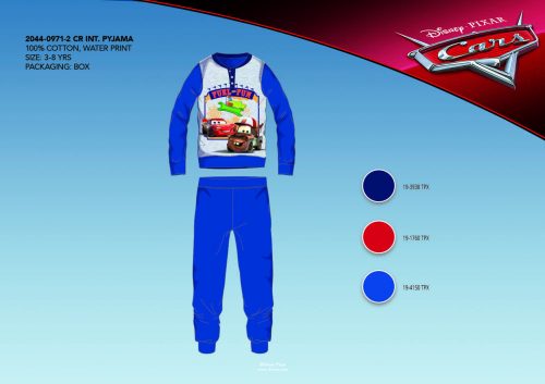 Winter cotton interlock children's pajamas - Disney Cars - medium blue - 110