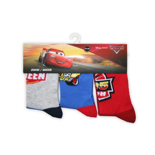 Children's cotton ankle socks - 3 pairs - Verdák - grey-mid blue-red - 31-34