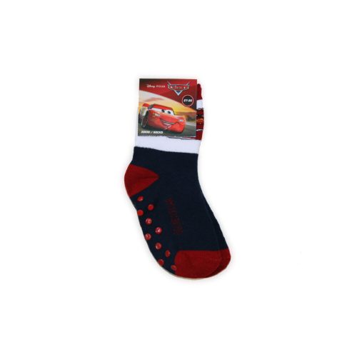 Non-slip children's ankle socks - Cars - plush - dark blue - 27-30