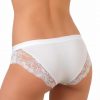 Women's bottoms - hip style - decorated with a lace insert at the back - white - L