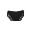 Women's bottoms - hip style - decorated with a lace insert on the back - black - L