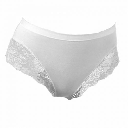 Slip da donna - con parte laterale spessa - decorato con pizzo davanti - bianco - L