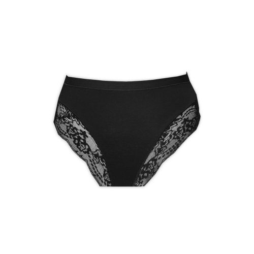 Women's bottom - with thick side part - decorated with lace in the front - black - M