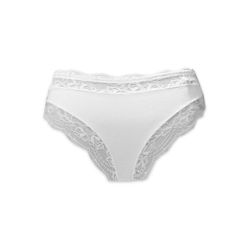 Slip da donna - con parte laterale spessa - decorato con inserti in pizzo sul davanti e in vita - bianco - S