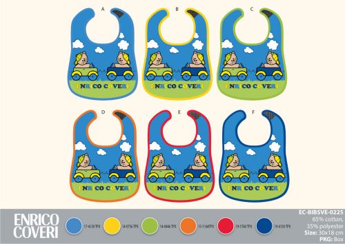 Enrico Coveri baby bib 6 pieces/pack - cotton bib 30 x 18 cm - blue