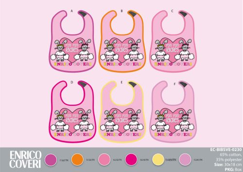 Enrico Coveri baby bib 6 pieces/pack - cotton bib 30 x 18 cm - pink