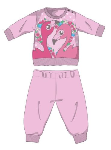 Flamingo winter cotton baby pajamas - interlock pajamas - light pink - 92