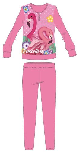 Dicker Kinderpyjama für den Winter im Flamingo-Stil – Pyjama aus Baumwollflanell – Rosa – 116