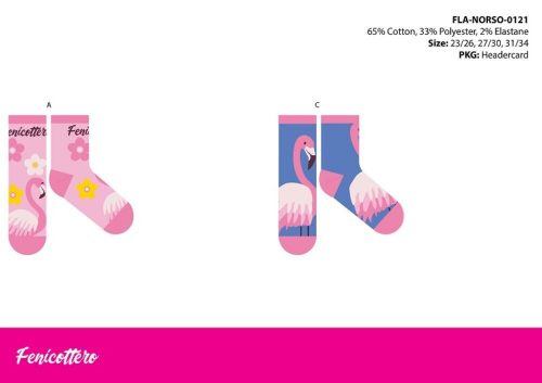 Normale Baumwollsocken für Kinder „Flamingo“ – 4 Paar/Packung – 27–30