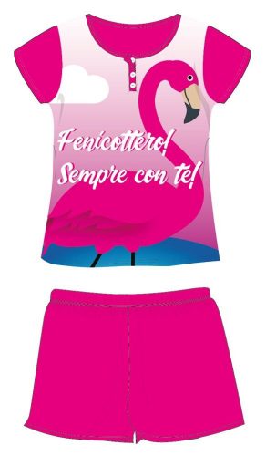 Flamingo summer short-sleeved children's pajamas - cotton jersey pajamas - pink - 110