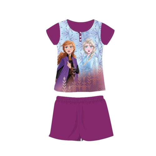 Pijamale de vară din bumbac cu mâneci scurte pentru copii - Disney Frozen - Anna și Elsa - violet închis - 128