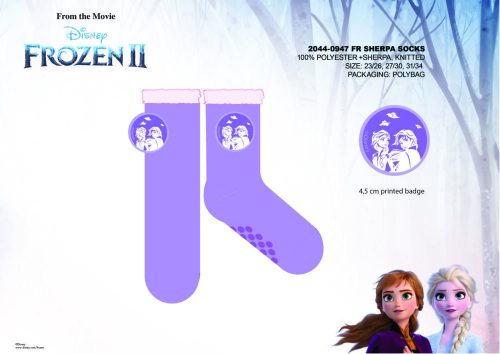 Disney Frozen rutschfeste warme Wintersocken für Kinder – Sherpa-Socken – Lila – 23–26