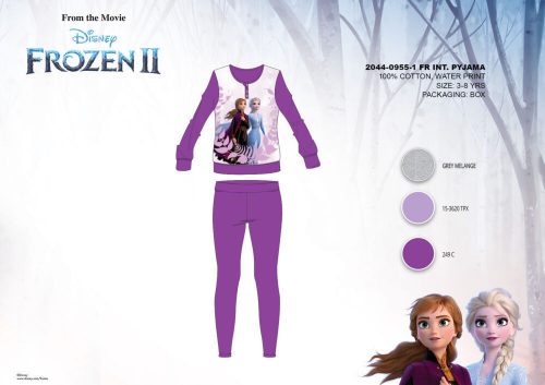 Pigiama invernale per bambini in cotone interlock - Disney Frozen - viola scuro - 98