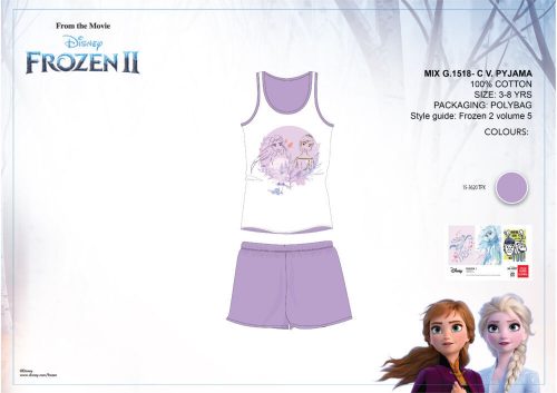 Pigiama estivo senza maniche per bambini Disney Frozen - pigiama di cotone - viola chiaro - 122