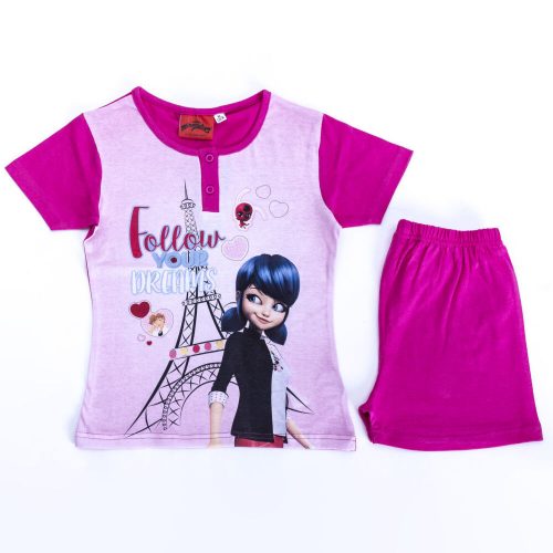 Short-sleeved cotton children's pajamas - Adventures of Ladybug and the Black Cat - Ladybug - pink - 122