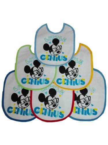 Mickey mouse baby bib 6 pieces/pack - cotton bib - light blue-medium blue-dark blue-yellow-red-green