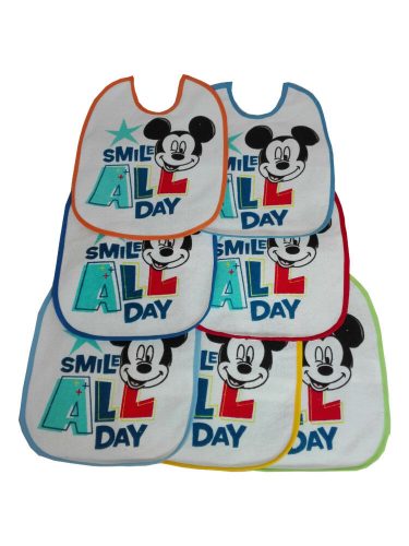 Mickey Mouse baby bib 7 pieces/pack - cotton bib - light blue-medium blue-dark blue-yellow-orange-red-green