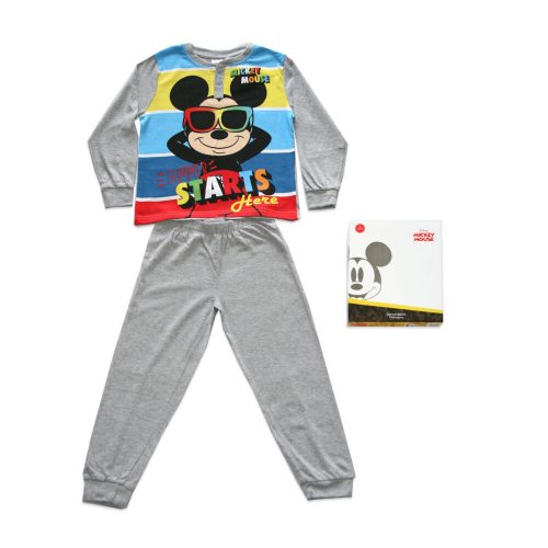 Pigiama per bambini lungo e sottile in cotone - Topolino - Jersey - grigio - 116