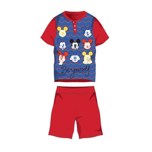 Summer short-sleeved children's cotton pajamas - Disney Mickey Mouse - with Be yourself lettering - red - 104