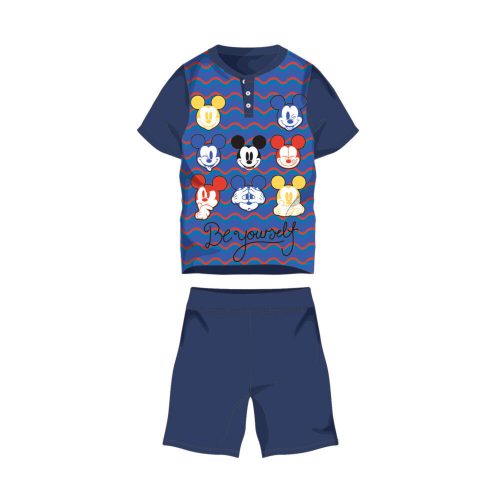 Pijamale de vară pentru copii din bumbac cu mâneci scurte - Disney Mickey Mouse - cu inscripție Be yourself - albastru închis - 116