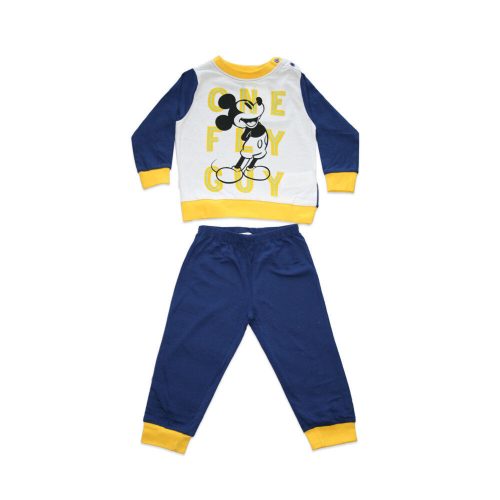 Long thin cotton baby pajamas - Mickey Mouse - One fly guy - Jersey - dark blue-yellow - 80