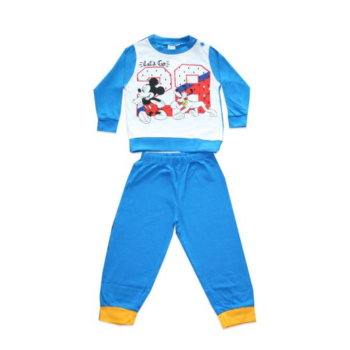 Long thin cotton baby pajamas - Mickey mouse - Jersey - medium blue - 86