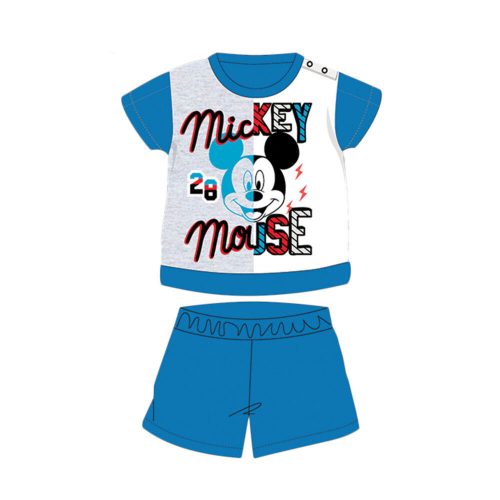 Sommer-Kurzarm-Babypyjama aus Baumwolle – Disney Mickey Mouse – Mittelblau – 86