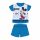 Summer short-sleeved cotton baby pajamas - Disney Mickey Mouse - striped - medium blue - 80