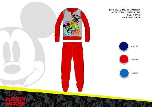 Winter cotton interlock children's pajamas - Disney Mickey mouse - red - 104