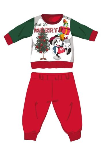 Disney Mickey mouse winter thick Christmas baby pajamas - cotton flannel pajamas - red-green - 80