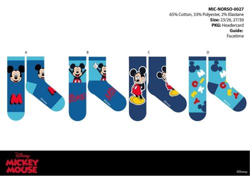 Disney Mickey Mouse normale Kindersocken aus Baumwolle – 4 Paar/Packung – 27–30