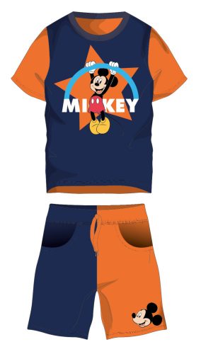 Disney Mickey egér pamut nyári együttes - póló-rövidnadrág szett - narancssárga-sötétkék - 104