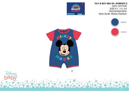 Tutina estiva a maniche corte Disney Topolino - blu scuro-rosso - per neonati 1-3 mesi