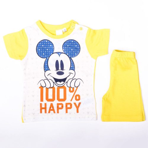 Ansamblu de vara din bumbac pentru baieti Mickey mouse - Set tricou-short - galben - 86