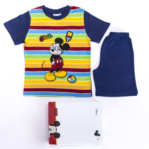 Pijamale băiat Mickey mouse din bumbac - pijamale cu mâneci scurte - ansamblu de vară - albastru închis - 128