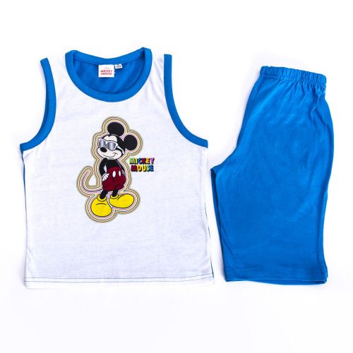 Mickey mouse boy cotton summer ensemble - t-shirt-shorts set - medium blue - 104