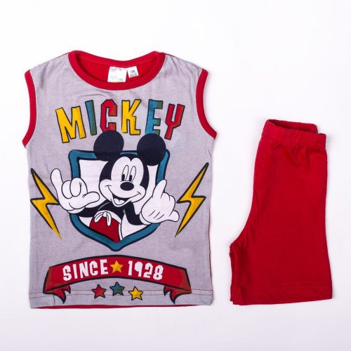 Completo estivo da bambino in cotone con Topolino - set t-shirt-pantaloncini - rosso - 86