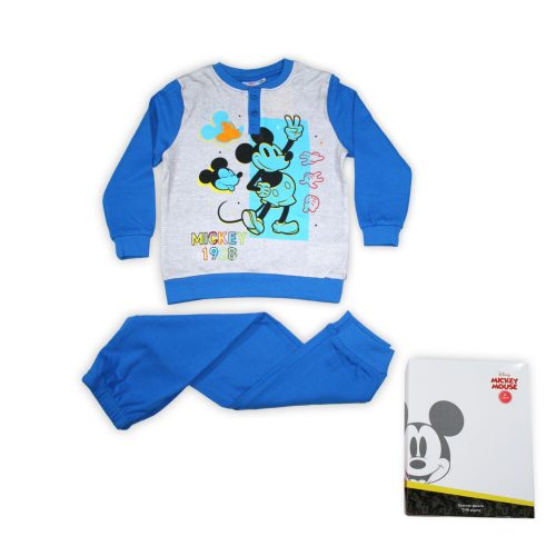 Winter-Kinderpyjama aus Baumwolle - Mickey Mouse - Mittelblau - 104