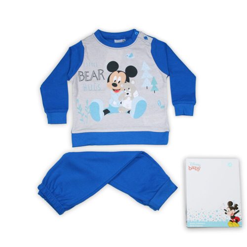 Pijamale de iarnă din bumbac gros pentru bebeluși - Mickey mouse - albastru mediu - 92