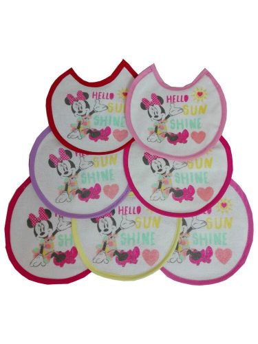 Minnie Mouse Baby-Lätzchen 7 Stück/Packung – Baumwoll-Lätzchen – hellrosa-rosa-dunkelrosa-rosa-rot-lila-gelb