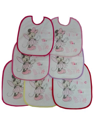 Minnie Mouse baby bib 7 pieces/pack - cotton bib - light pink-pink-dark pink-pink-red-purple-yellow