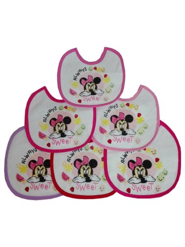 Bavetă Minnie Mouse 6 bucăți/pachet - bavetă din bumbac - roz deschis-roz-roz închis-roz-roșu-violet