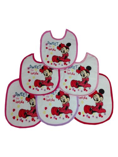 Dětský bryndáček Minnie Mouse 6 kusů/balení - bavlněný bryndáček - světle růžová-růžová-tmavě růžová-růžová-červeno-fialová