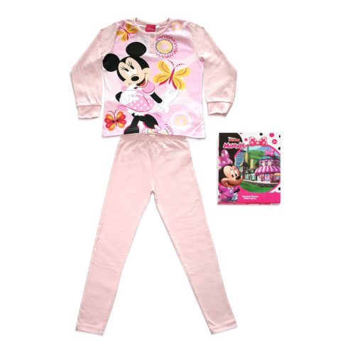 Pijamale lungi subțiri din bumbac pentru copii - Minnie mouse cu fluturi - Jersey - roz deschis - 116