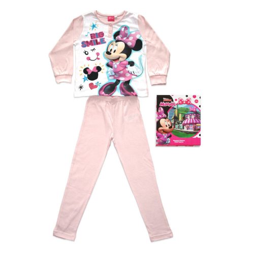 Dlhé tenké bavlnené detské pyžamo - Minnie mouse - Jersey - svetloružové - 104