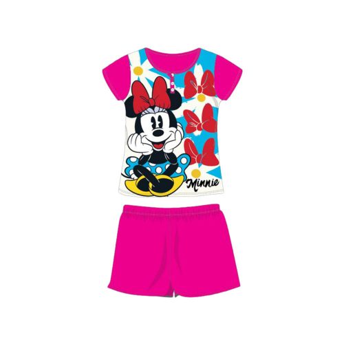 Sommer-Kurzarm-Kinderpyjama aus Baumwolle – Disney Minnie Maus – Rosa – 104