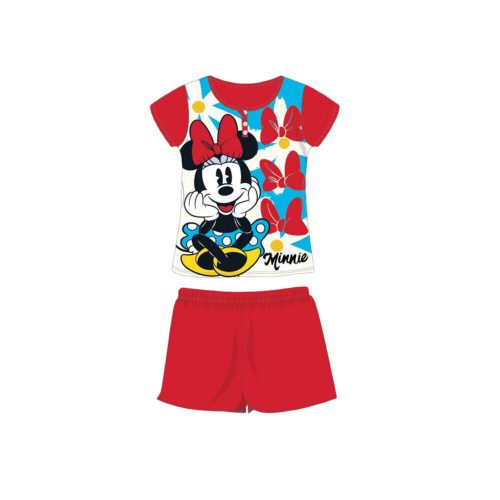 Pijamale de vară pentru copii din bumbac cu mâneci scurte - Disney Minnie mouse - roșu - 104