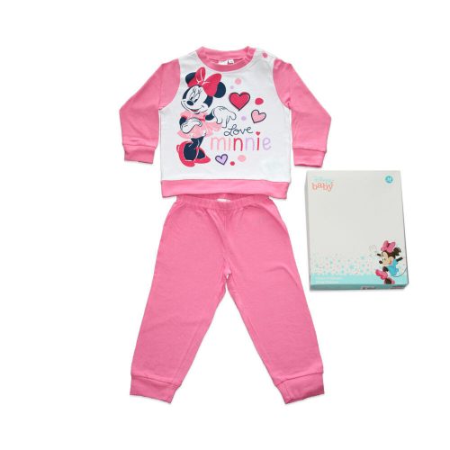 Long thin cotton baby pajamas - sweet Minnie mouse - Jersey - pink - 86