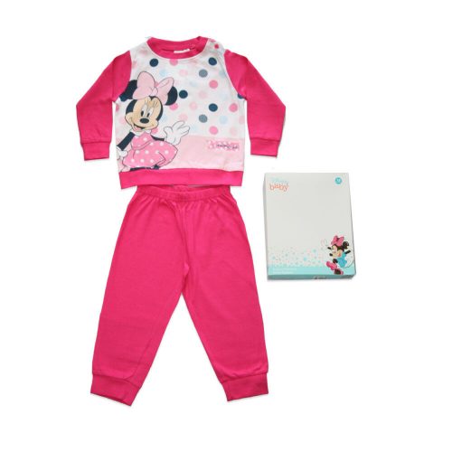 Long thin cotton baby pajamas - polka dot Minnie mouse - Jersey - pink - 80