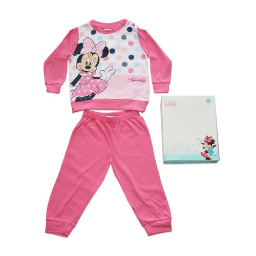 Long thin cotton baby pajamas - polka dot Minnie Mouse - Jersey - pink - 86